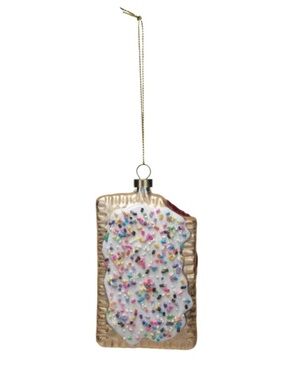 Pop Tart Pastry Ornament with Beads & Glitter Glass Ornament (NWT)